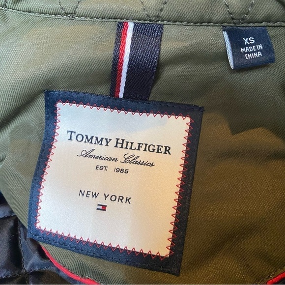 TOMMY HILFIGER Women Olive Army Utility Hoodie Jacket Size XS - Picture 5 of 7